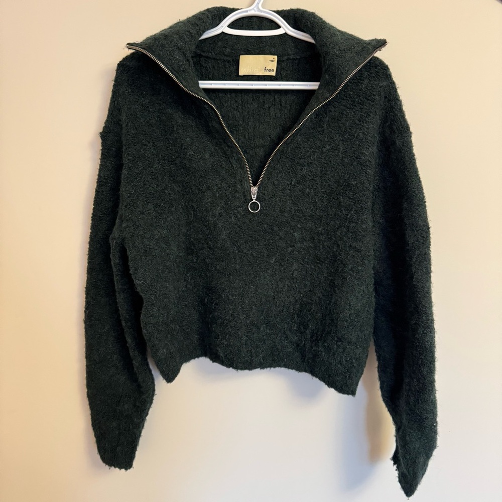Aritzia Wilfred Free Gwyneth Alpaca and Wool Blend Quarter Zip Sweater - Medium